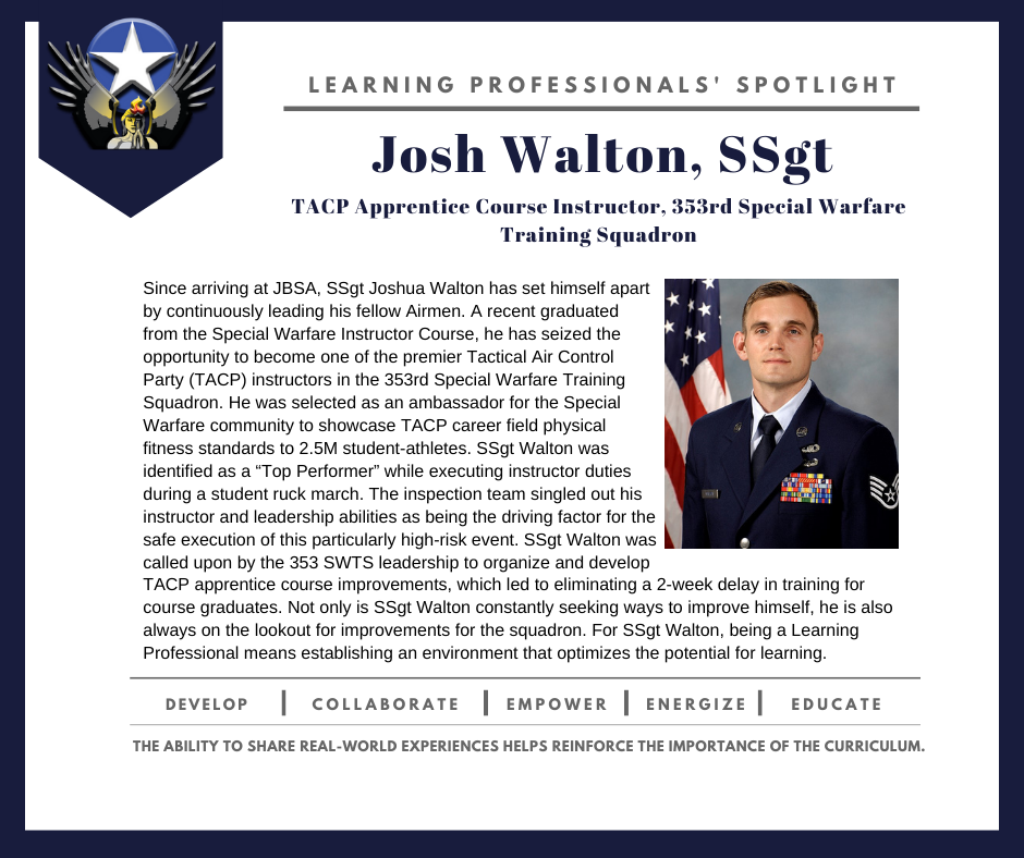 Learning Professionals Spotlight - SSgt Josh Walton